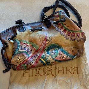 Anuschka bag with hand painted paisley accents